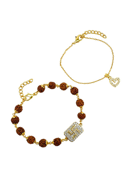 (Set of 2) AD Swastik Heart Lumba Rakhi Set