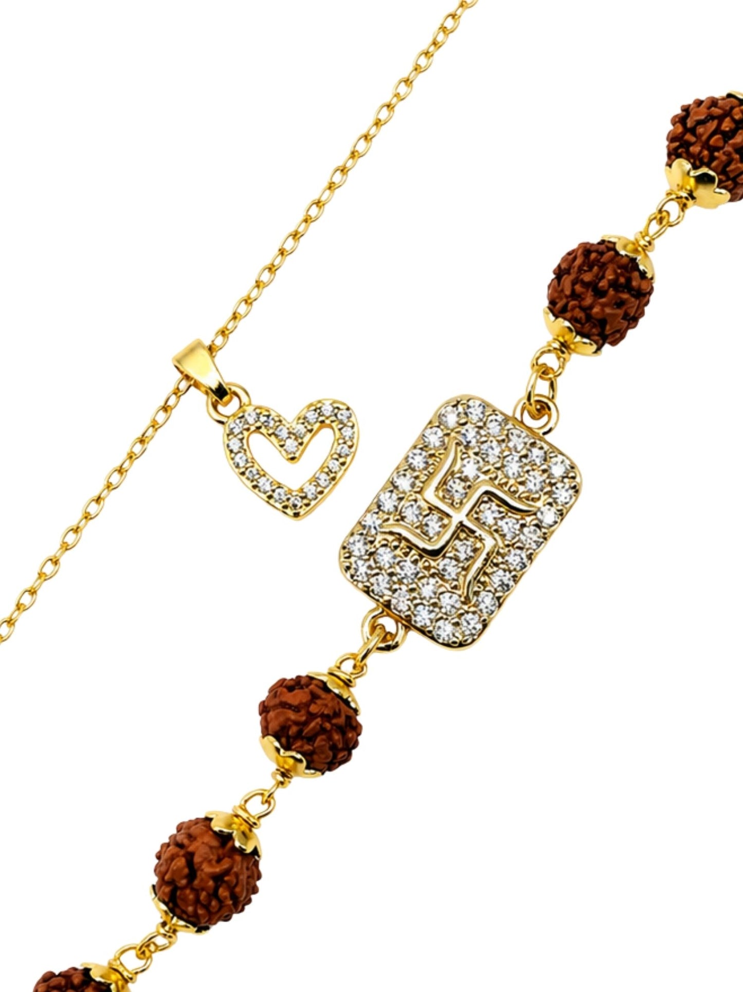 (Set of 2) AD Swastik Heart Lumba Rakhi Set