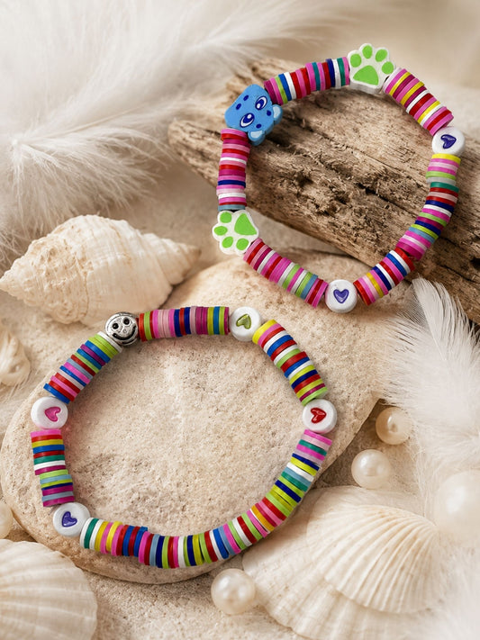 (Set of 2) Kids Teddy Paw Smiley Rakhi Set