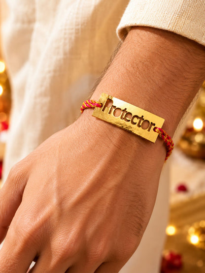 Protector Wooden Thread Rakhi for Bhaiya | Raksha Bandhan