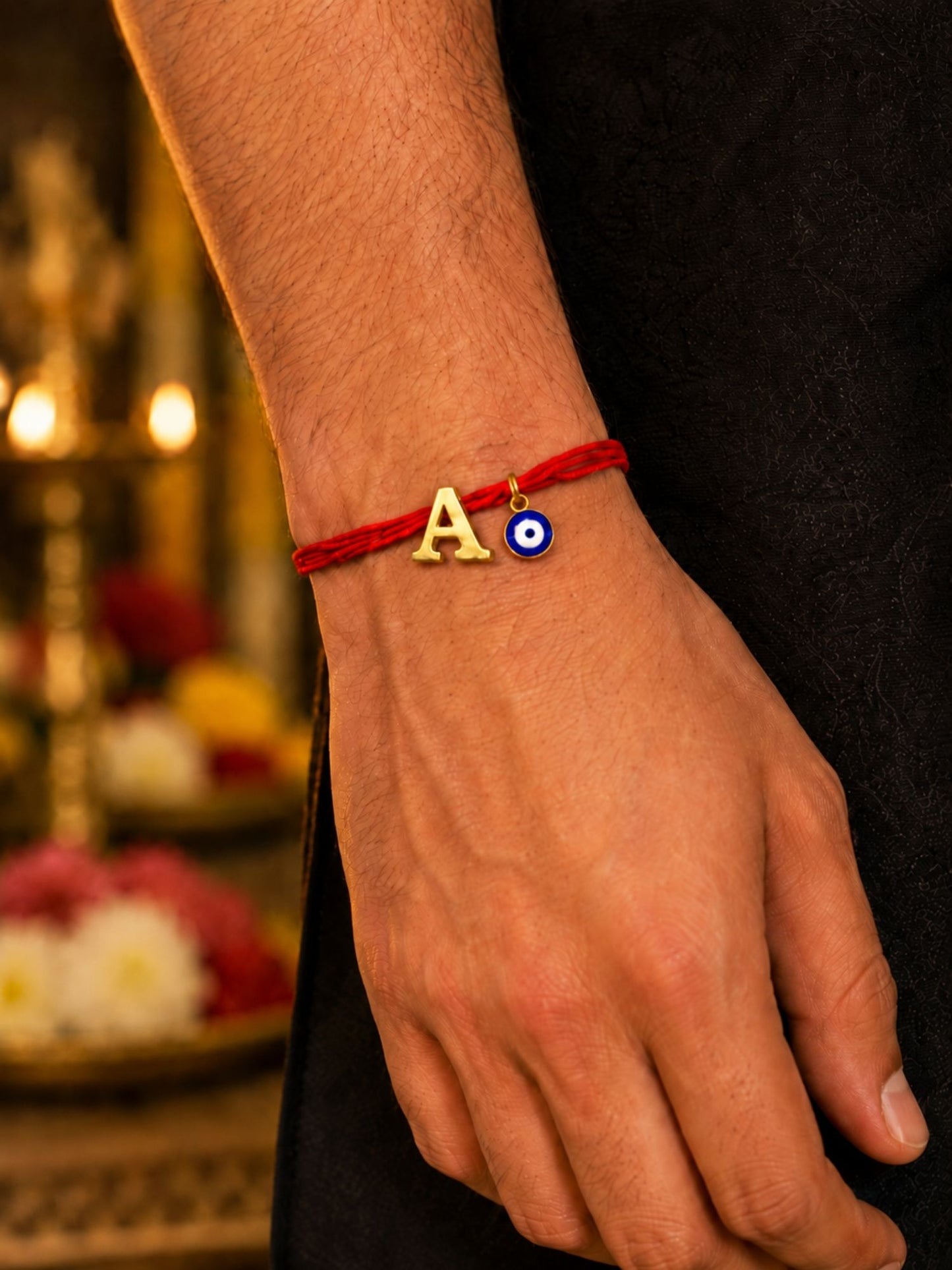 A to Z Letter Evil Eye Initial Name Rakhi Moli Thread for Bhai Bhaiya Bro