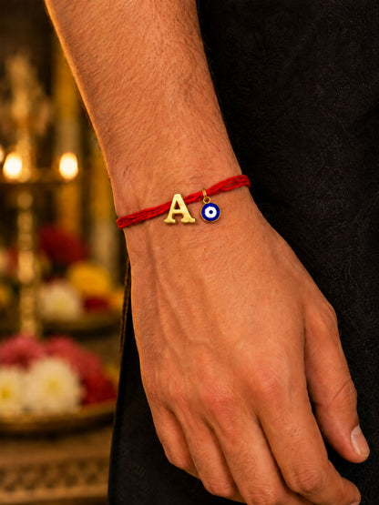A to Z Letter Evil Eye Initial Name Rakhi Moli Thread for Bhai Bhaiya Bro