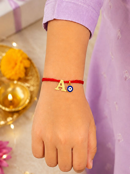 A to Z Letter Evil Eye Initial Name Rakhi Moli Thread for Bhai Bhaiya Bro