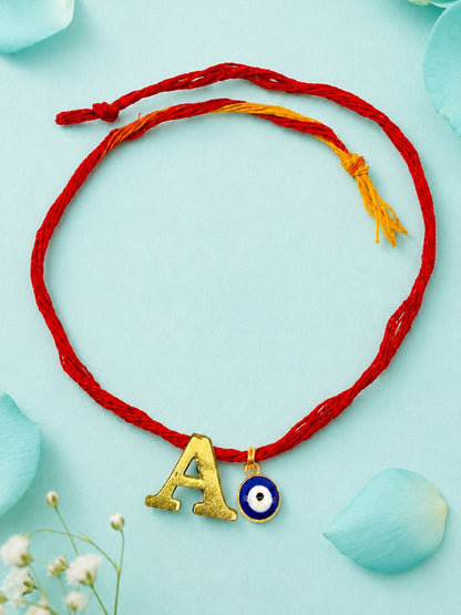 A to Z Letter Evil Eye Initial Name Rakhi Moli Thread for Bhai Bhaiya Bro