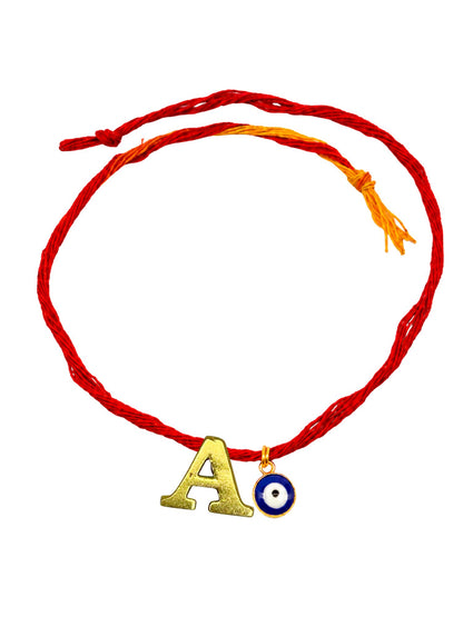 A to Z Letter Evil Eye Initial Name Rakhi Moli Thread for Bhai Bhaiya Bro