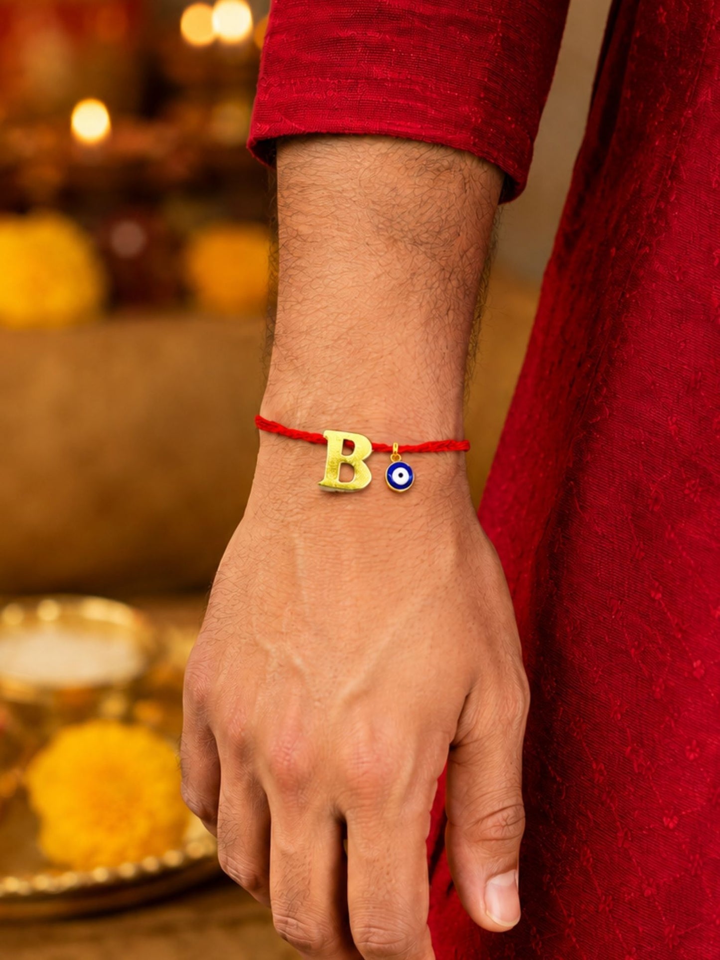 A to Z Letter Evil Eye Initial Name Rakhi Moli Thread for Bhai Bhaiya Bro