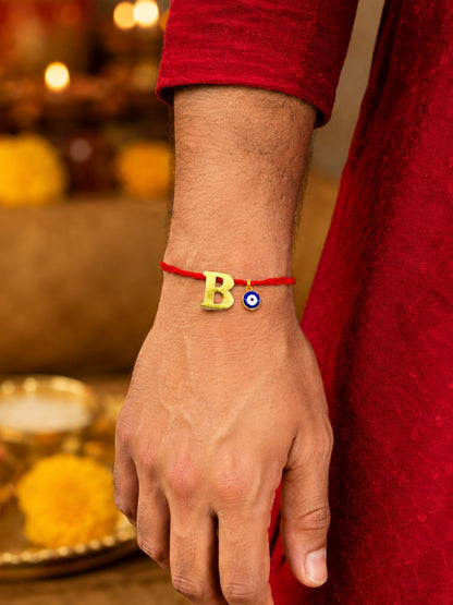 A to Z Letter Evil Eye Initial Name Rakhi Moli Thread for Bhai Bhaiya Bro