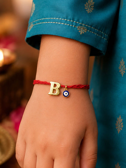 A to Z Letter Evil Eye Initial Name Rakhi Moli Thread for Bhai Bhaiya Bro