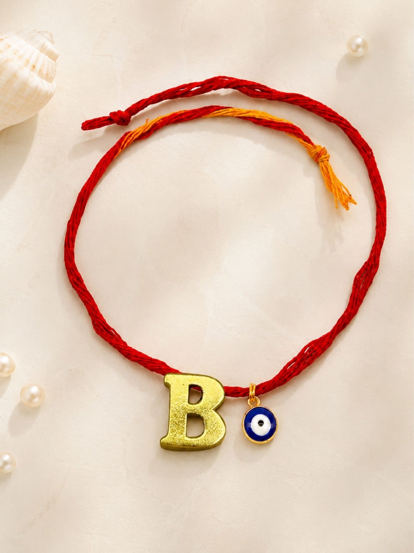 A to Z Letter Evil Eye Initial Name Rakhi Moli Thread for Bhai Bhaiya Bro