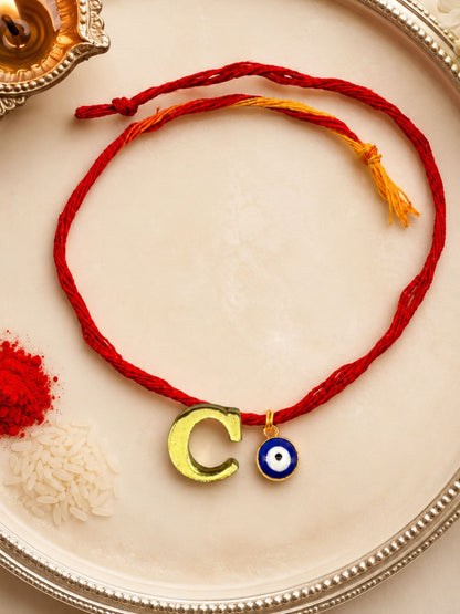 A to Z Letter Evil Eye Initial Name Rakhi Moli Thread for Bhai Bhaiya Bro