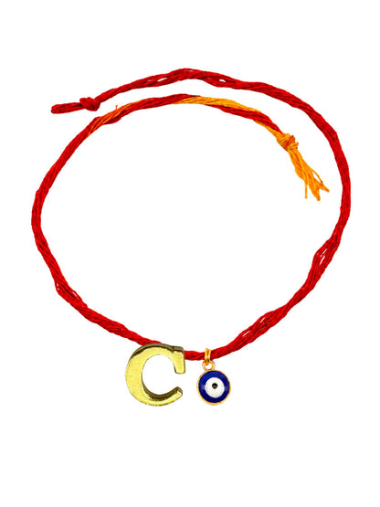 A to Z Letter Evil Eye Initial Name Rakhi Moli Thread for Bhai Bhaiya Bro