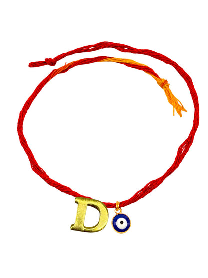 A to Z Letter Evil Eye Initial Name Rakhi Moli Thread for Bhai Bhaiya Bro