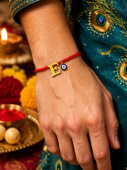 A to Z Letter Evil Eye Initial Name Rakhi Moli Thread for Bhai Bhaiya Bro