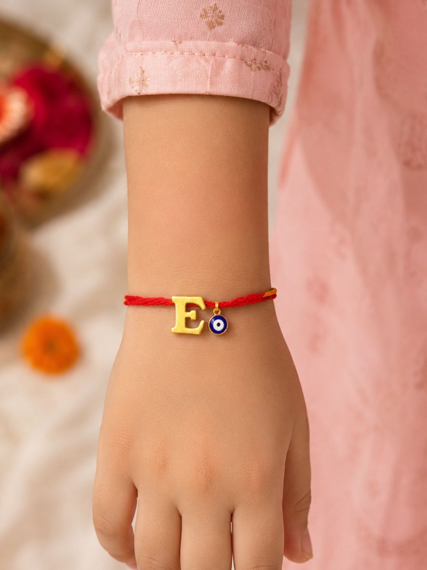 A to Z Letter Evil Eye Initial Name Rakhi Moli Thread for Bhai Bhaiya Bro