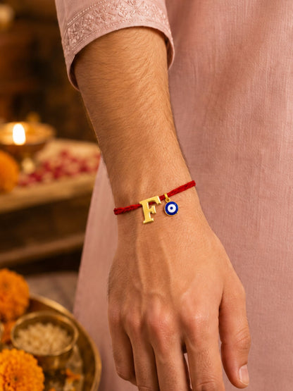 A to Z Letter Evil Eye Initial Name Rakhi Moli Thread for Bhai Bhaiya Bro