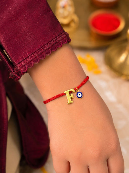 A to Z Letter Evil Eye Initial Name Rakhi Moli Thread for Bhai Bhaiya Bro