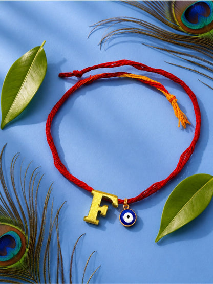 A to Z Letter Evil Eye Initial Name Rakhi Moli Thread for Bhai Bhaiya Bro