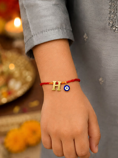A to Z Letter Evil Eye Initial Name Rakhi Moli Thread for Bhai Bhaiya Bro