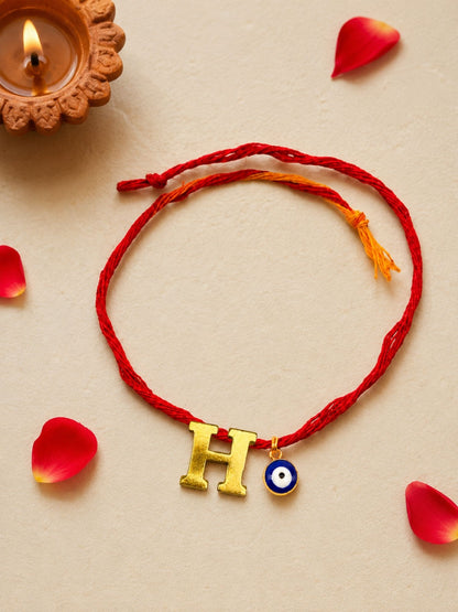 A to Z Letter Evil Eye Initial Name Rakhi Moli Thread for Bhai Bhaiya Bro