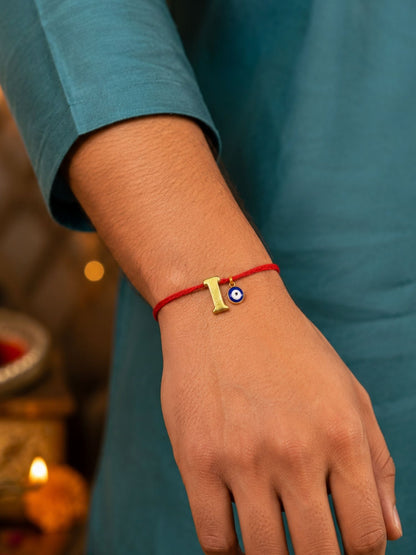A to Z Letter Evil Eye Initial Name Rakhi Moli Thread for Bhai Bhaiya Bro