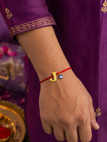 A to Z Letter Evil Eye Initial Name Rakhi Moli Thread for Bhai Bhaiya Bro