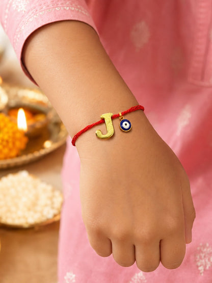 A to Z Letter Evil Eye Initial Name Rakhi Moli Thread for Bhai Bhaiya Bro
