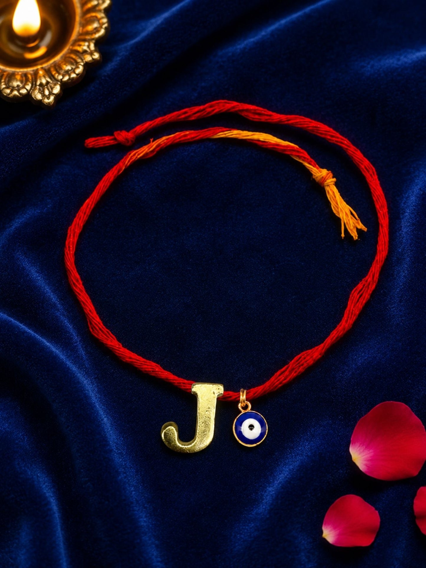 A to Z Letter Evil Eye Initial Name Rakhi Moli Thread for Bhai Bhaiya Bro