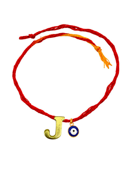 A to Z Letter Evil Eye Initial Name Rakhi Moli Thread for Bhai Bhaiya Bro