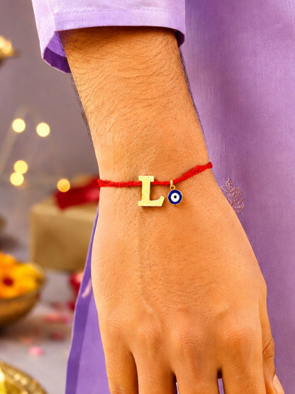 A to Z Letter Evil Eye Initial Name Rakhi Moli Thread for Bhai Bhaiya Bro
