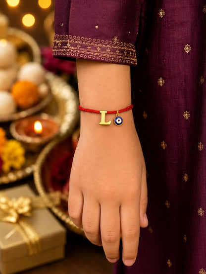 A to Z Letter Evil Eye Initial Name Rakhi Moli Thread for Bhai Bhaiya Bro