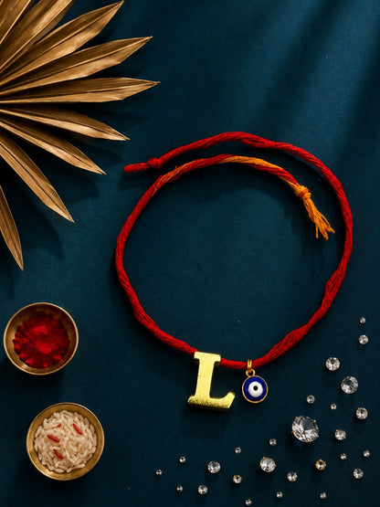 A to Z Letter Evil Eye Initial Name Rakhi Moli Thread for Bhai Bhaiya Bro