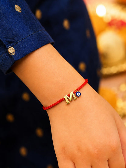 A to Z Letter Evil Eye Initial Name Rakhi Moli Thread for Bhai Bhaiya Bro