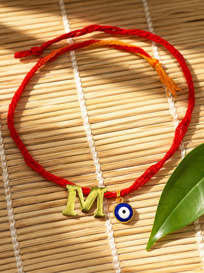 A to Z Letter Evil Eye Initial Name Rakhi Moli Thread for Bhai Bhaiya Bro