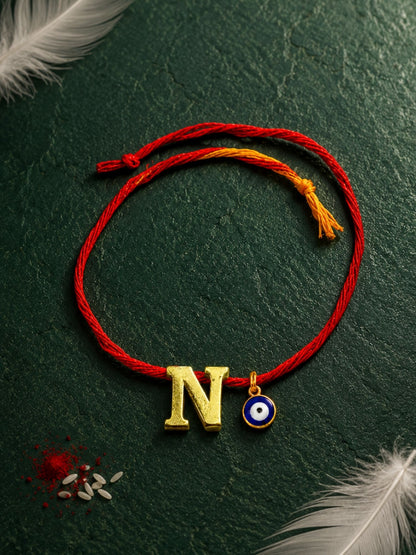 A to Z Letter Evil Eye Initial Name Rakhi Moli Thread for Bhai Bhaiya Bro