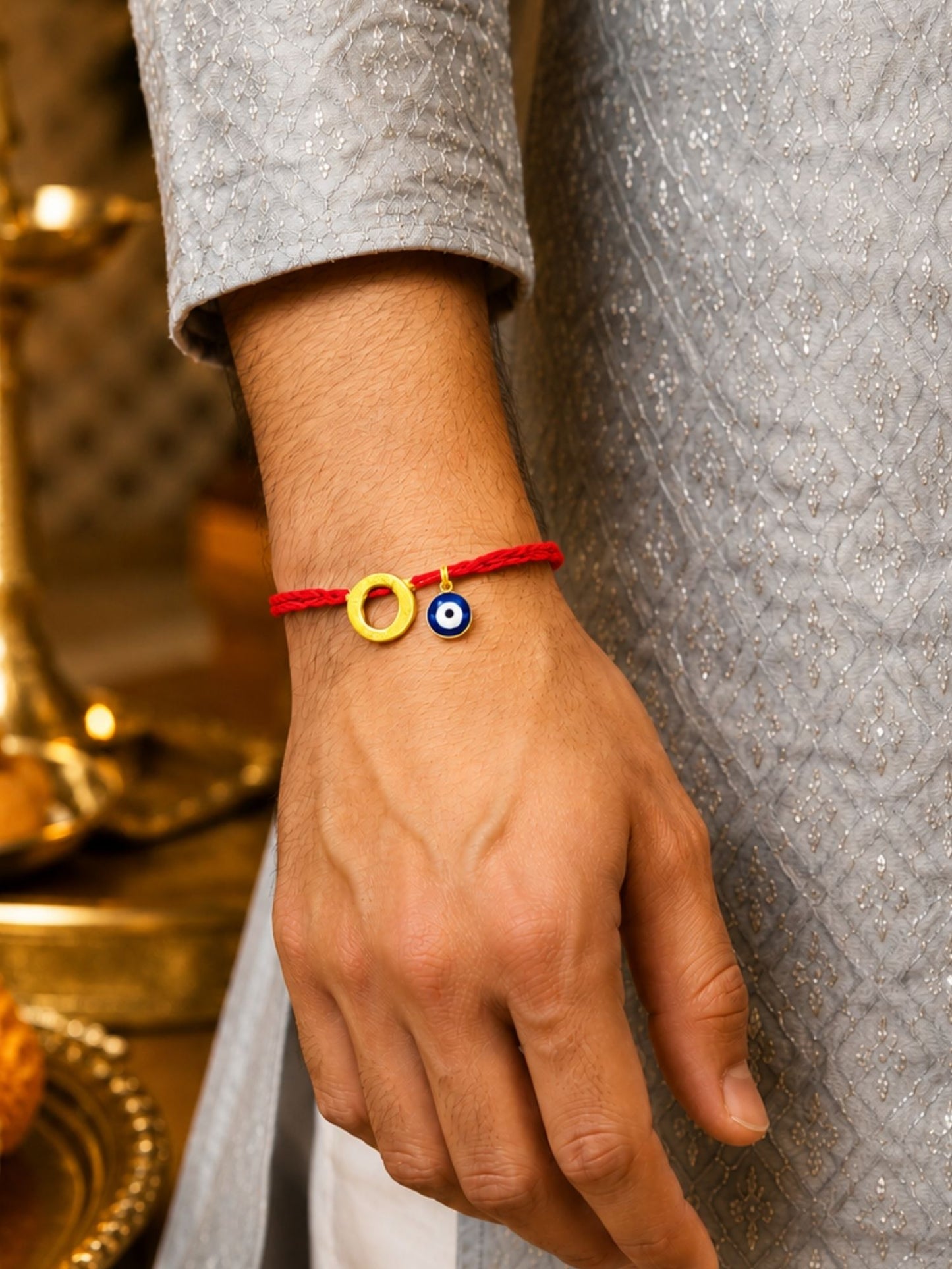 A to Z Letter Evil Eye Initial Name Rakhi Moli Thread for Bhai Bhaiya Bro