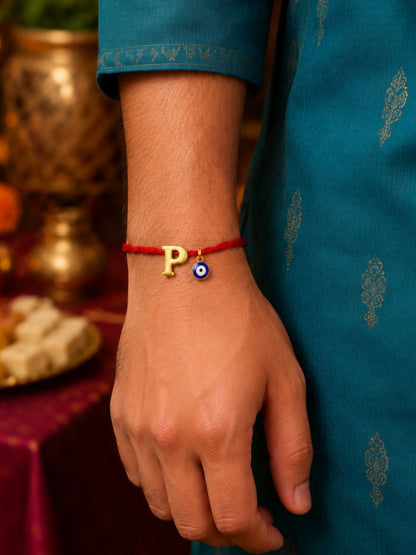 A to Z Letter Evil Eye Initial Name Rakhi Moli Thread for Bhai Bhaiya Bro