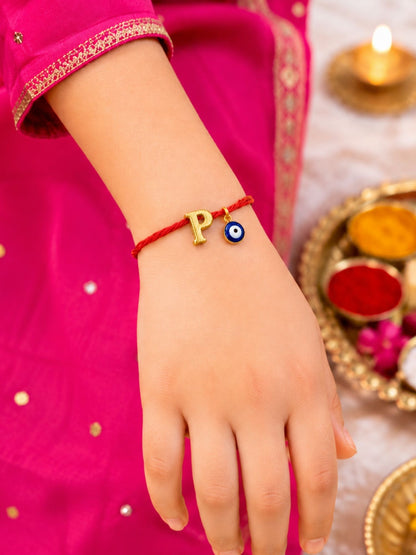 A to Z Letter Evil Eye Initial Name Rakhi Moli Thread for Bhai Bhaiya Bro
