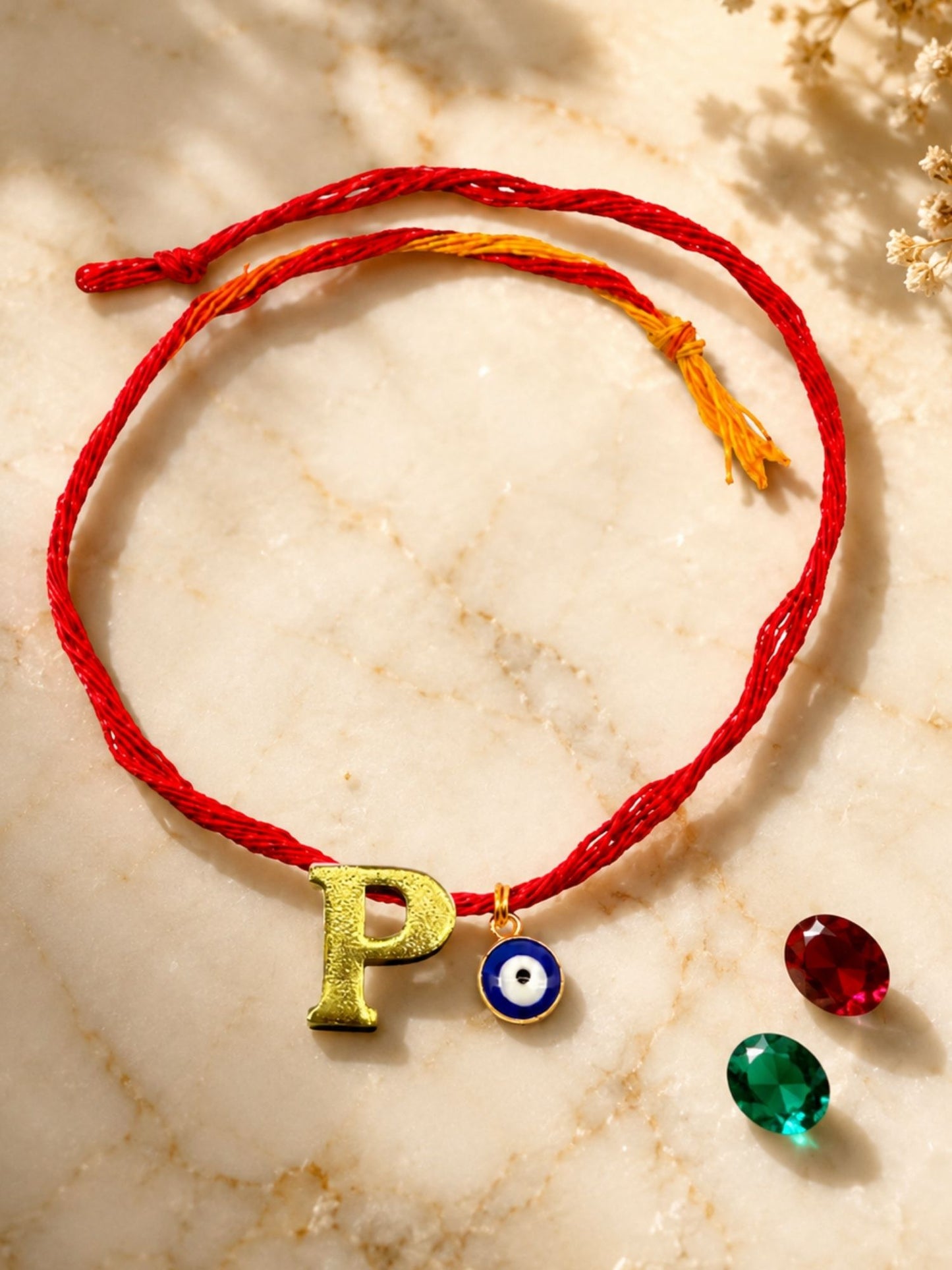A to Z Letter Evil Eye Initial Name Rakhi Moli Thread for Bhai Bhaiya Bro