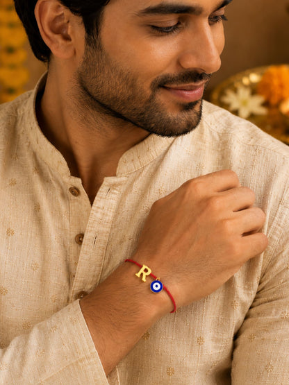 A to Z Letter Evil Eye Initial Name Rakhi Moli Thread for Bhai Bhaiya Bro