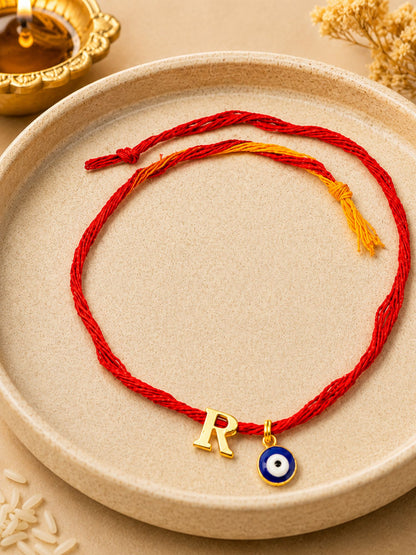 A to Z Letter Evil Eye Initial Name Rakhi Moli Thread for Bhai Bhaiya Bro