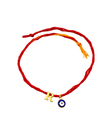 A to Z Letter Evil Eye Initial Name Rakhi Moli Thread for Bhai Bhaiya Bro