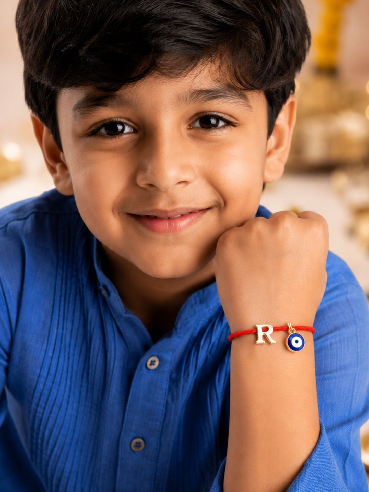 A to Z Letter Evil Eye Initial Name Rakhi Moli Thread for Bhai Bhaiya Bro