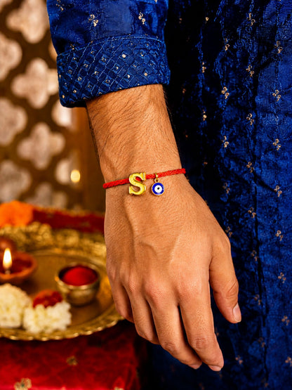 A to Z Letter Evil Eye Initial Name Rakhi Moli Thread for Bhai Bhaiya Bro