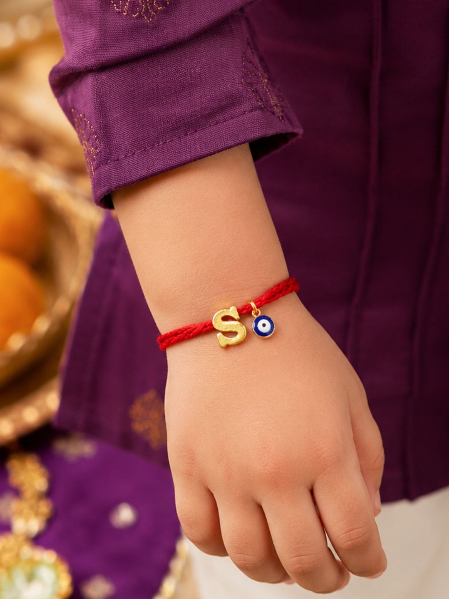 A to Z Letter Evil Eye Initial Name Rakhi Moli Thread for Bhai Bhaiya Bro