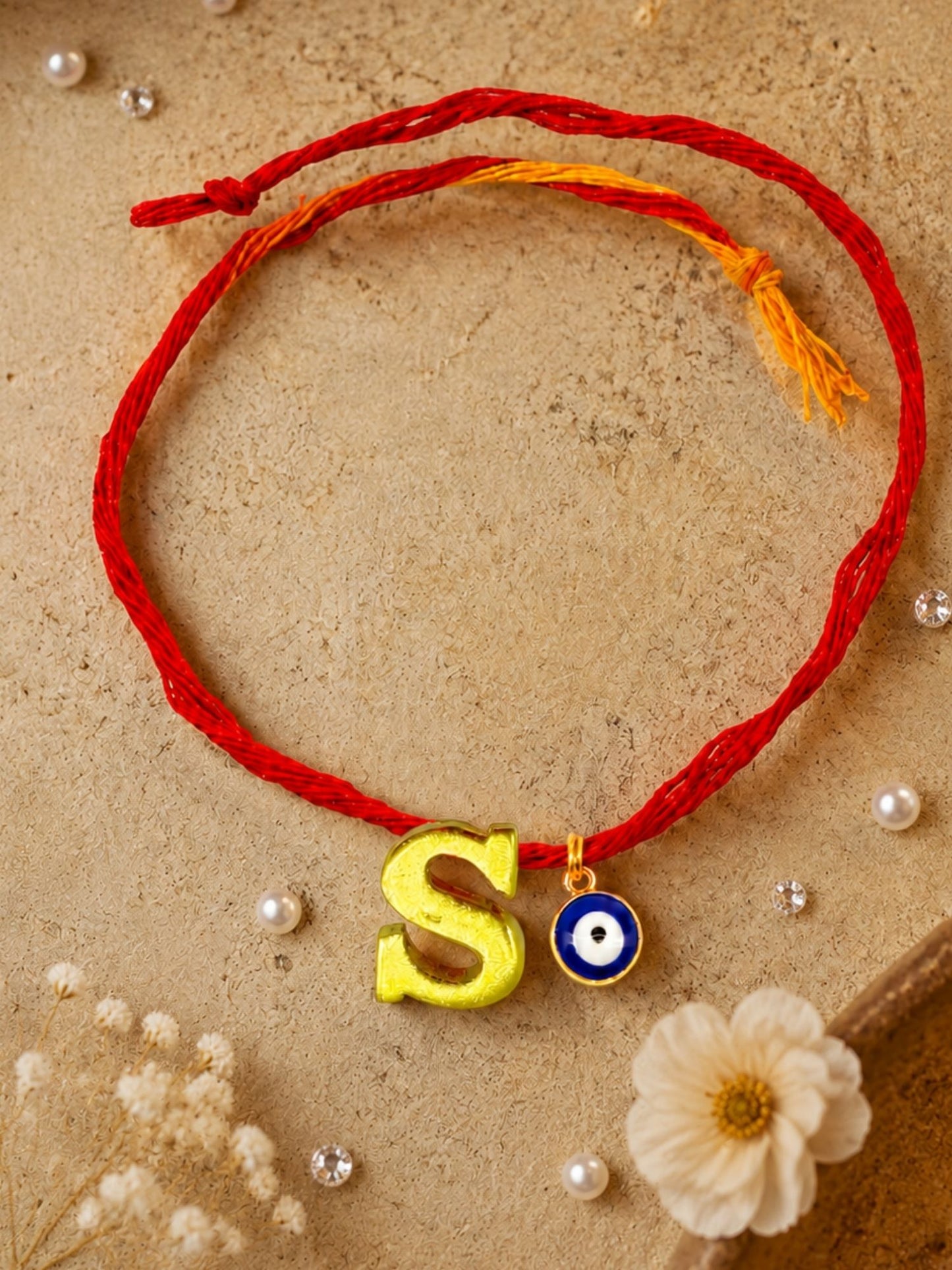 A to Z Letter Evil Eye Initial Name Rakhi Moli Thread for Bhai Bhaiya Bro