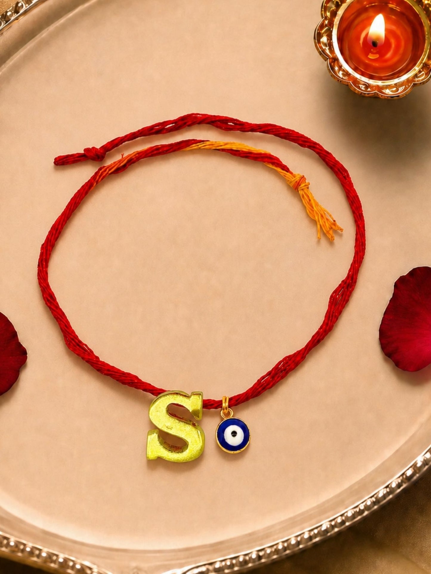 A to Z Letter Evil Eye Initial Name Rakhi Moli Thread for Bhai Bhaiya Bro