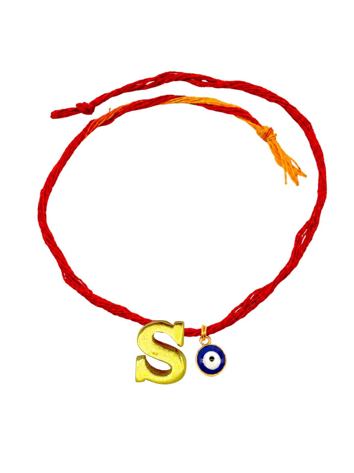 A to Z Letter Evil Eye Initial Name Rakhi Moli Thread for Bhai Bhaiya Bro