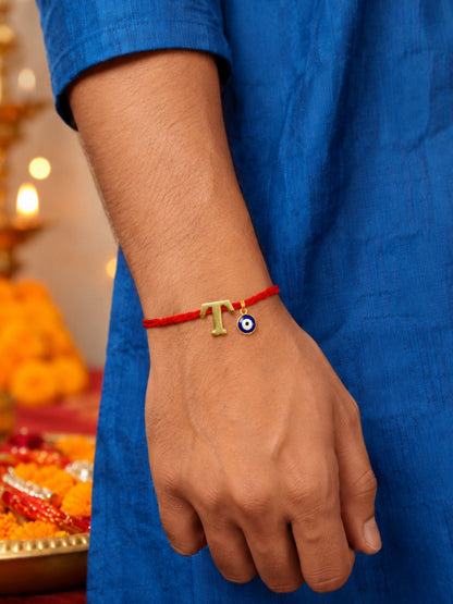 A to Z Letter Evil Eye Initial Name Rakhi Moli Thread for Bhai Bhaiya Bro