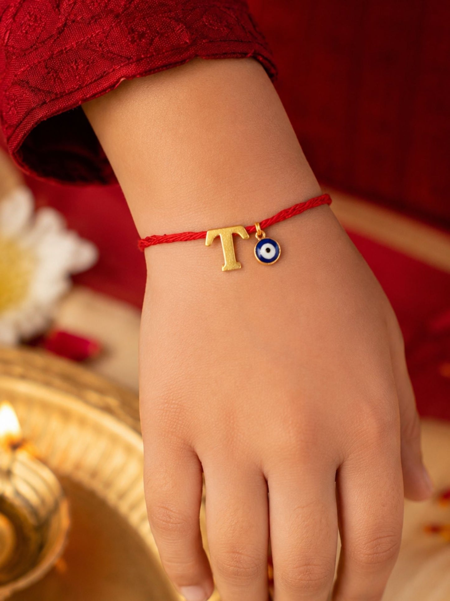 A to Z Letter Evil Eye Initial Name Rakhi Moli Thread for Bhai Bhaiya Bro