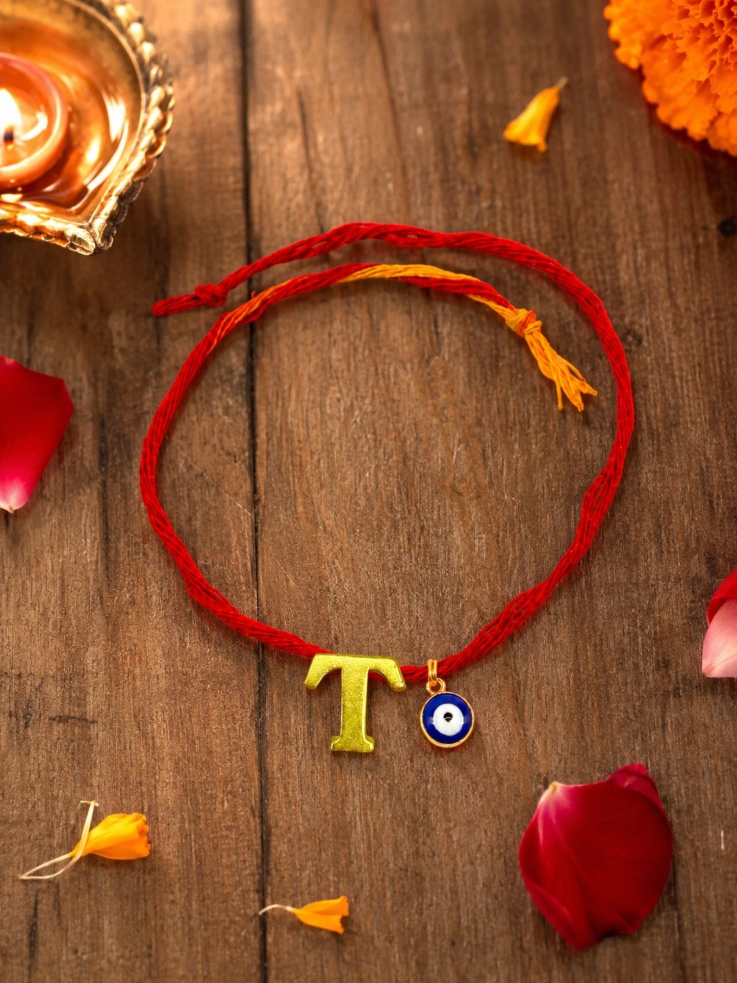 A to Z Letter Evil Eye Initial Name Rakhi Moli Thread for Bhai Bhaiya Bro